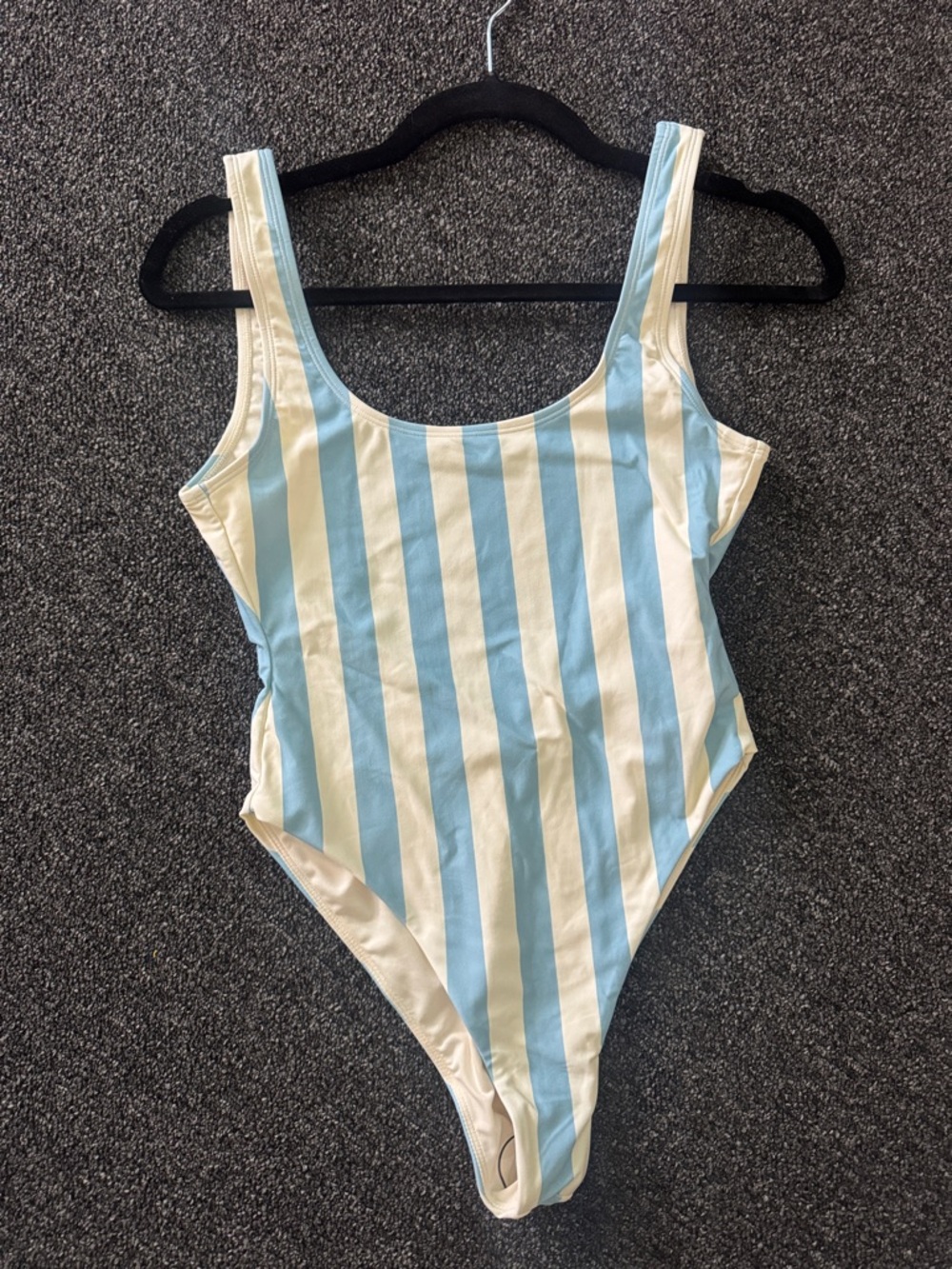 Striped Blue and White One-Piece Swimsuit